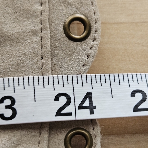 Chicos Suede Leather Jacket Size 2 Beige/Tan Eyelet Braided Thread Studs Western - Picture 11 of 12